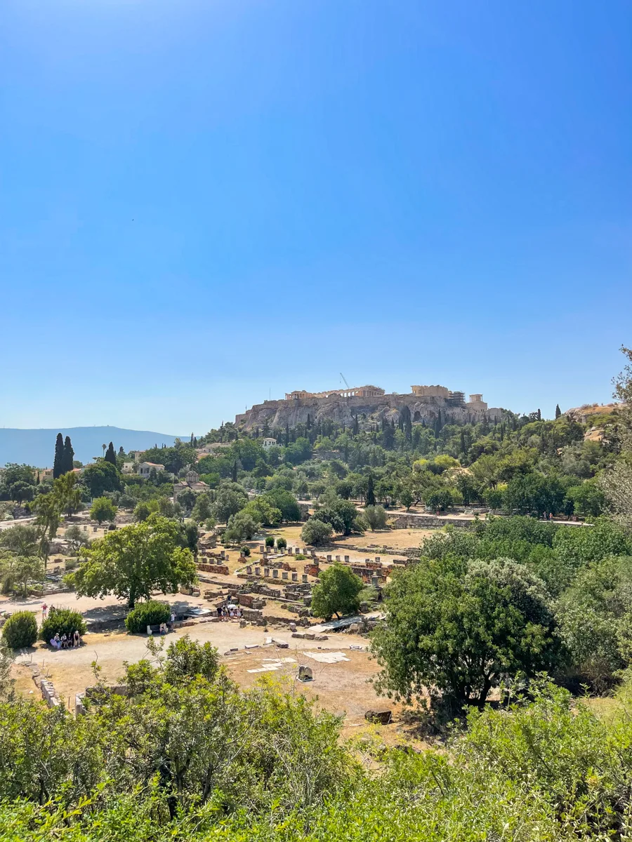 Ancient Agora of Athens with a view of the Acropolis in the background