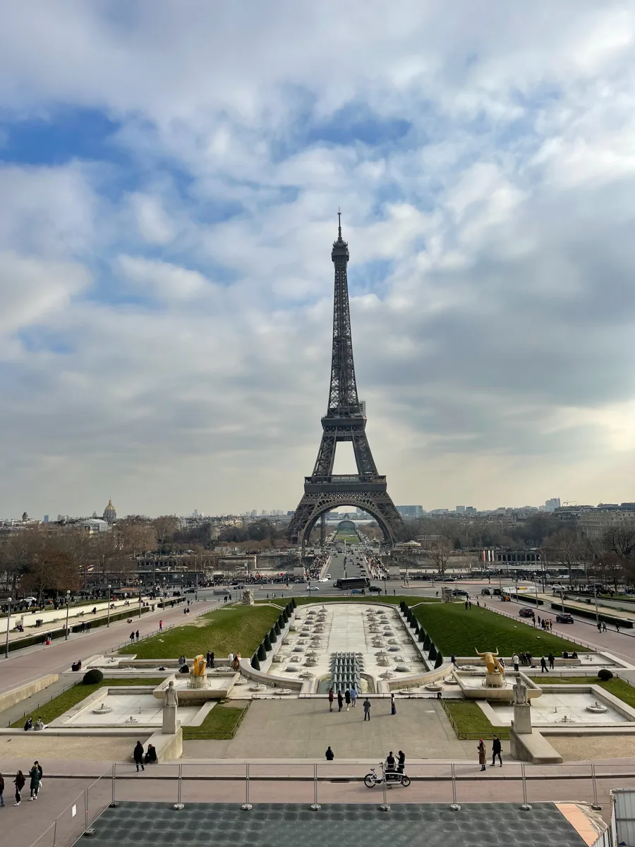 eiffel tower from a distance.
