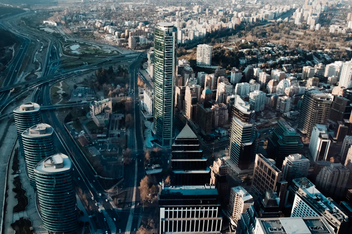 downtown santiago with tall skyscrapers everywhere.