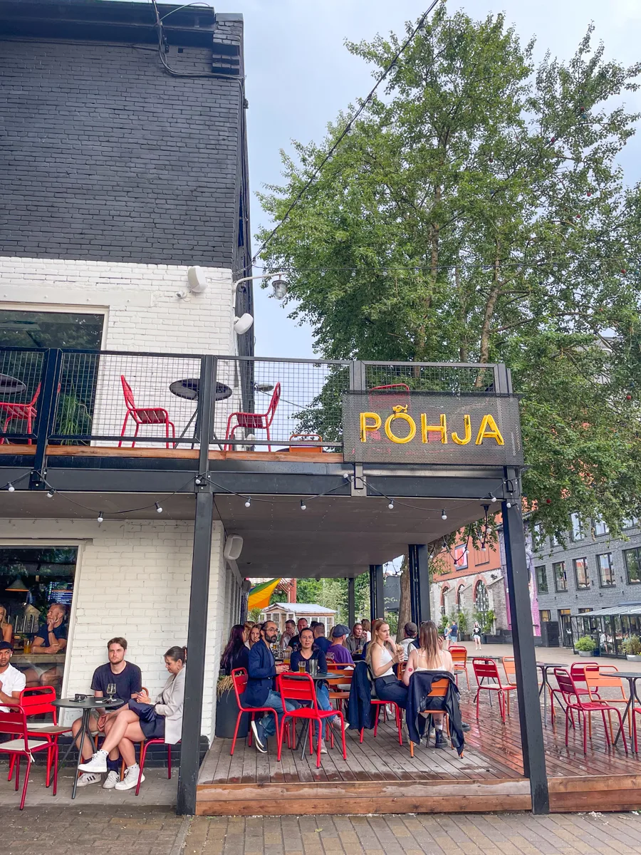 outside of a craft beer bar in a hipster area in Tallinn.