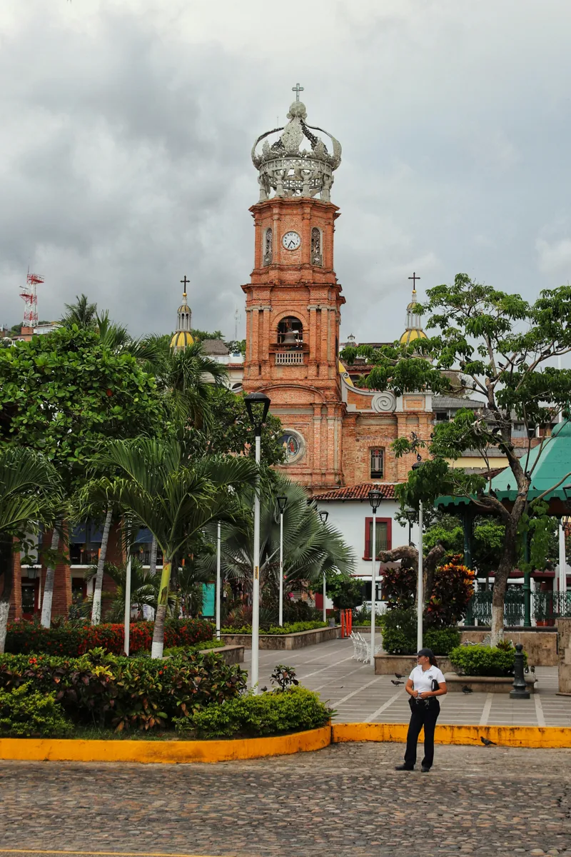 puerto vallarta cathedral with a crown on the top.