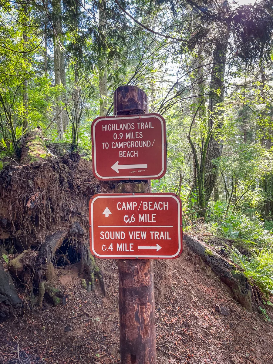 signs inside the park that tell you the distance to each of the beaches and campsites.