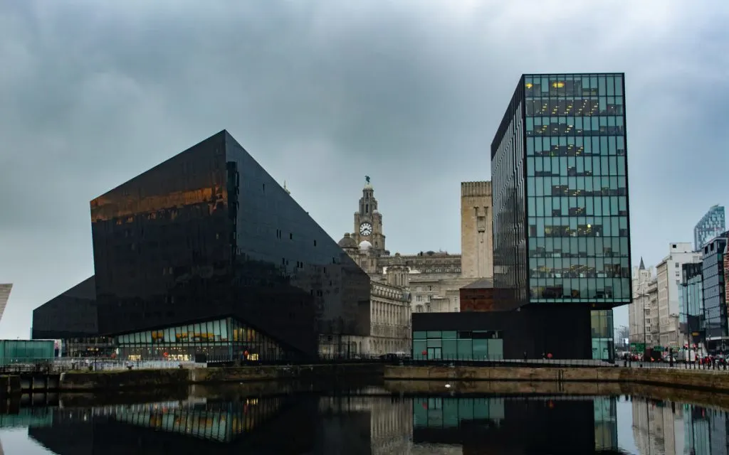 museums and glass skyscrapers around Liverpool. UK